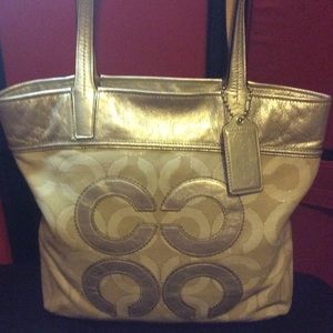 RARE METALLIC LARGE COACH TOTE