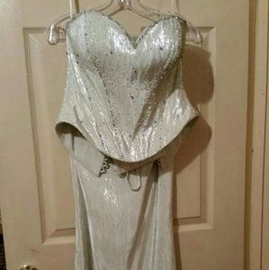 Beautiful mint green, two piece prom dress