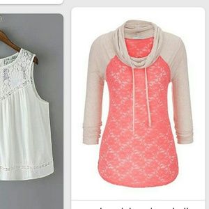 Coral Lace Baseball Style Tee