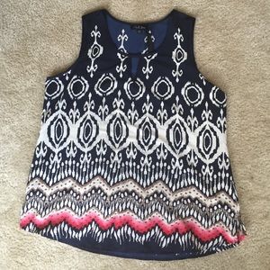 Navy Patterned Top