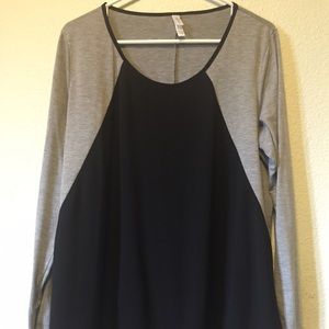 Colorblock Chiffon and Jersey Blouse