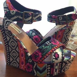 Boho Funky Patterned Wedges