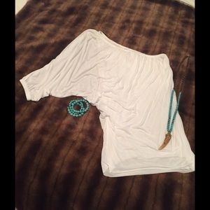 White One Shoulder cotton blouse size Medium.