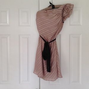 Blush tone, one shoulder cocktail dress