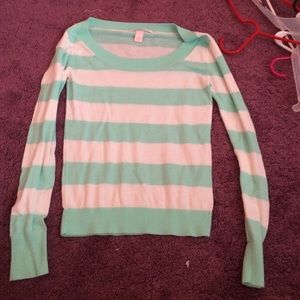 mint and white striped sweater