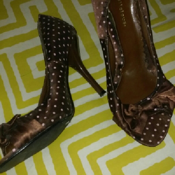 Brown Satin white polka dot