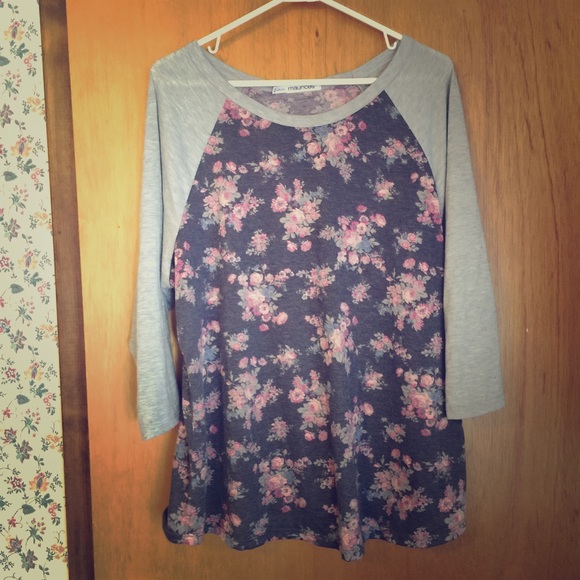 Gray Floral Raglan