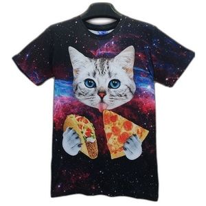 Cute tee 3D design shirt with taco pizza cat