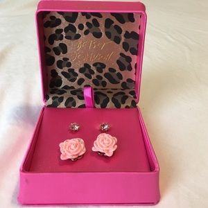 Pink rose earrings