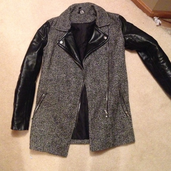 H&M Tweed and Leather moto jacket