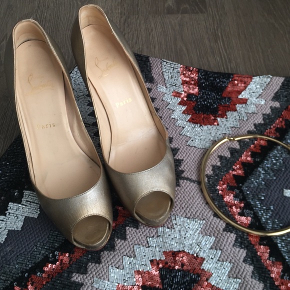 Gold platform Louboutins. Custom red sole!