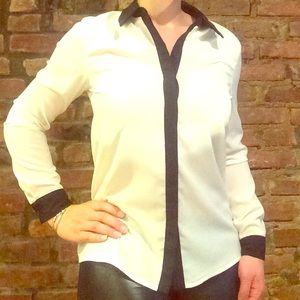 Black & White button-down by Saks off 5th Small