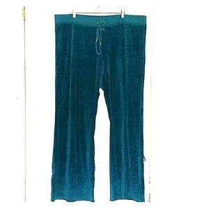 2X JUICY COUTURE TEAL VELOUR TRACK PANTS PLUS SIZE