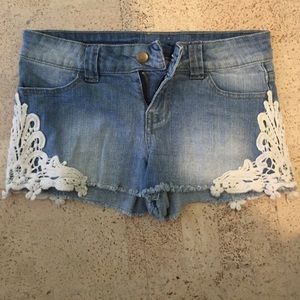 Lace jean shorts