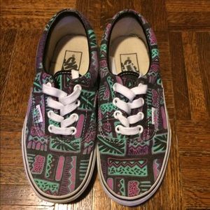 Tribal print purple and teal vans size 5.5