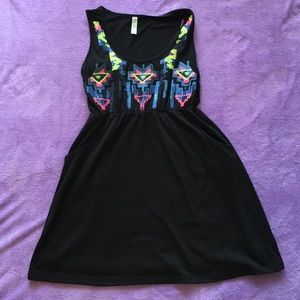 Black sequin mini dress with pockets