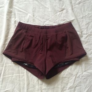 Lululemon Maroon Meshed Up Short