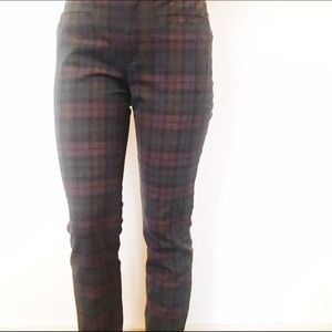 Zara Checkered Plaid plum/navy/charcoal Trousers