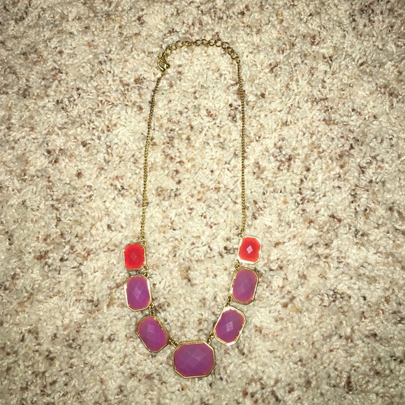 Purple and orange statement necklace.