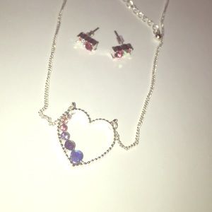 Heart necklace and earring set