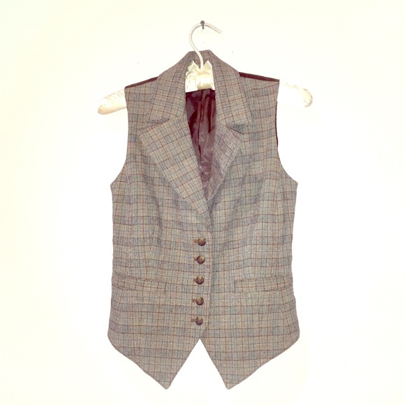 Laundry by Shelli Segal nubby fine plaid vest