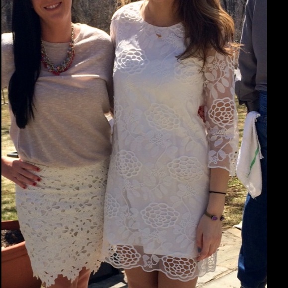 White lace shift dress