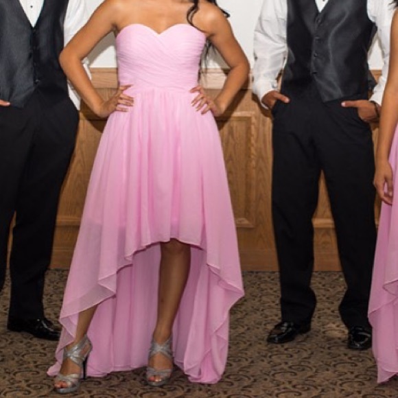 Pink high-low prom dress