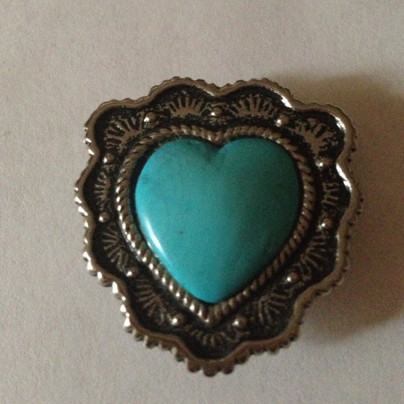 Vintage heart turquoise clip - Picture 4 of 4