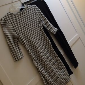 Maternity: Striped tunic and black leggings