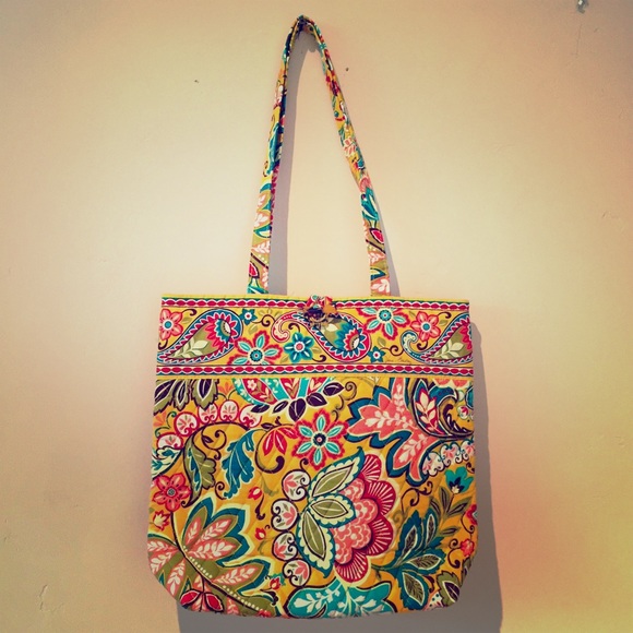 Vera Bradley yellow Provence style quilted tote