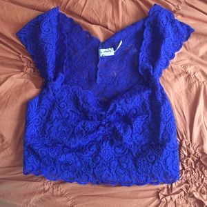 Electric Blue Lace Free People Bralette/Crop Top