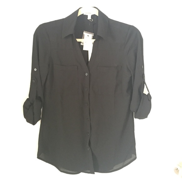NWT Black Slim Fit Portofino button down shirt