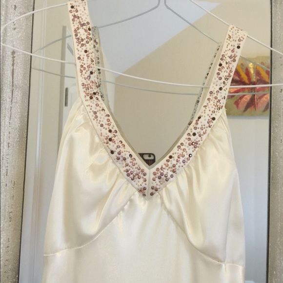 Bari Jay Champagne Low Back Evening Gown - Picture 2 of 4