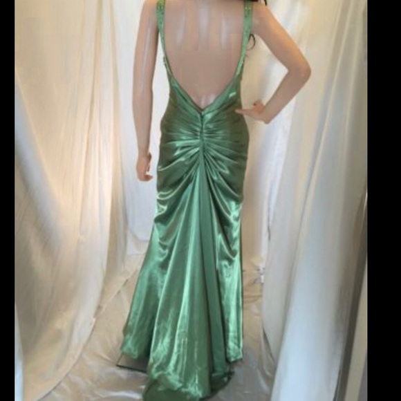 Bari Jay Champagne Low Back Evening Gown - Picture 3 of 4