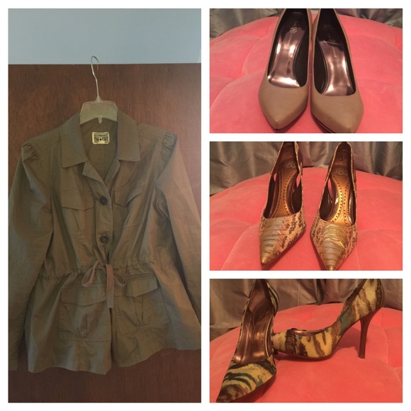 Bundle deal!! Heels and safari jacket
