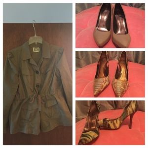 Bundle deal!! Heels and safari jacket