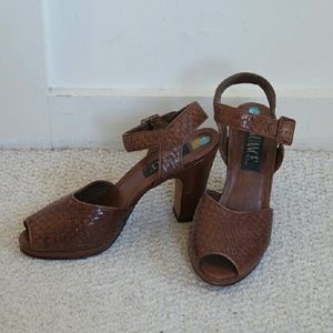Brown Woven Leather Strappy Sandals 8.5