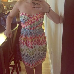 Shoshanna printed strapless dress