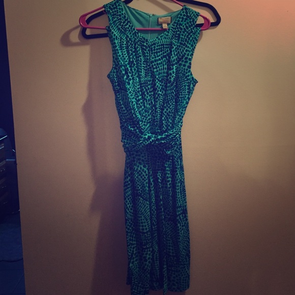 Banana republic teal key hole tie dress