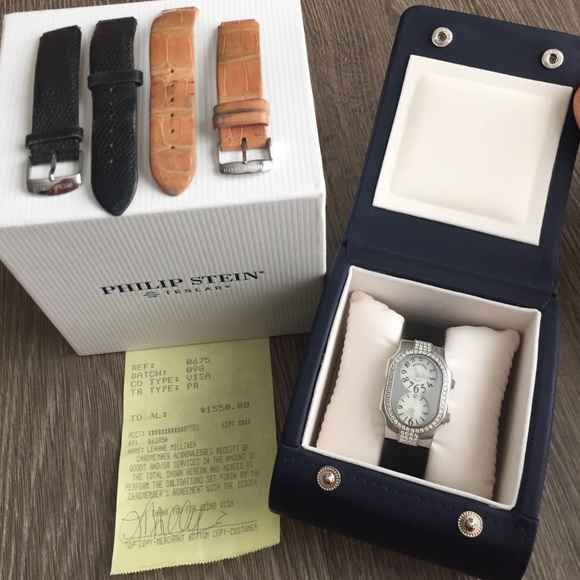 Philip Stein Double diamond watch w/ THREE bands