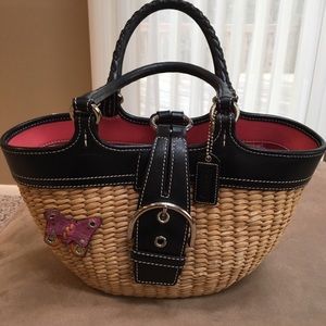 Coach Butterfly Straw Tote Bag