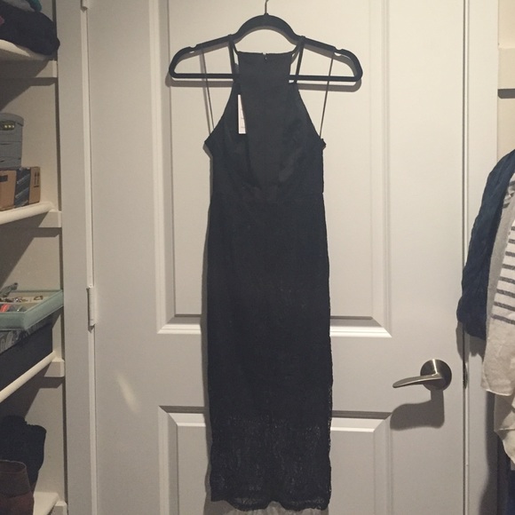 Black Midi Lace Dress - Picture 3 of 4