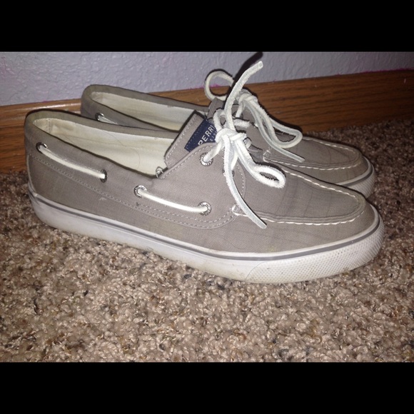 Gray sperry boat shoes