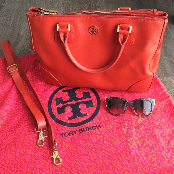 Tory Burch Robinson double zip leather carryall