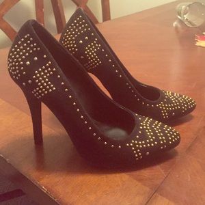 JustFab Gold Studded Heels