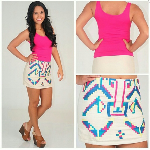 TRIBAL STITCH MULTI COLORED SKIRT
