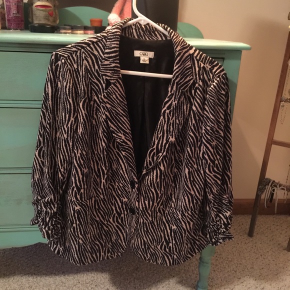 XL Zebra animal print knit blazer