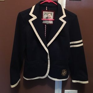 VS Pink NAVY BLUE Preppy Varsity Blazer sz Large