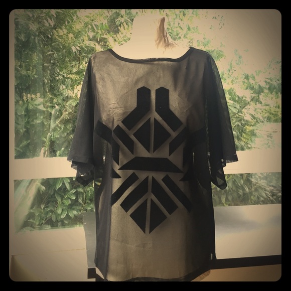 ASOS - Sheer Slit back, velvet front design top