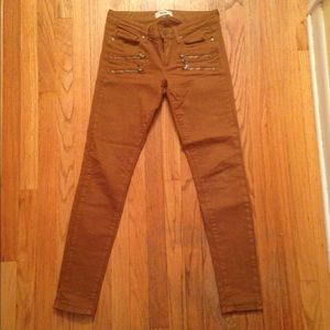 Brown Paige skinny pants w Zippers